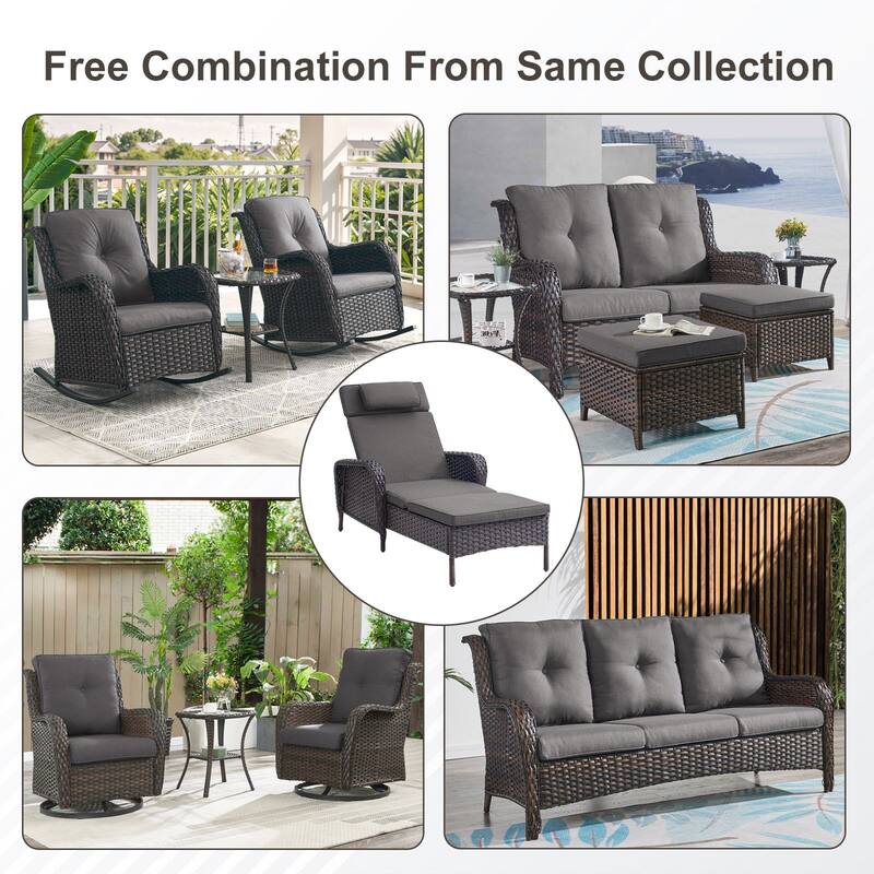 Outdoor Chaise Lounge Chair Adjustable 5-Position - 1-Piece
