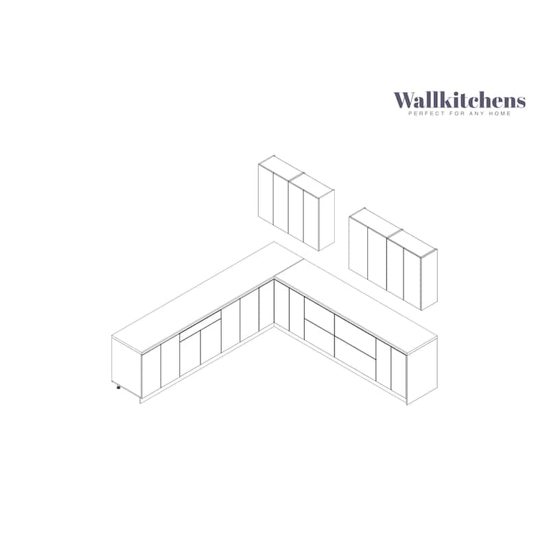 Kitchen Prodigy Collection White Matte Color Base Size 11Ft Wide - 130x130