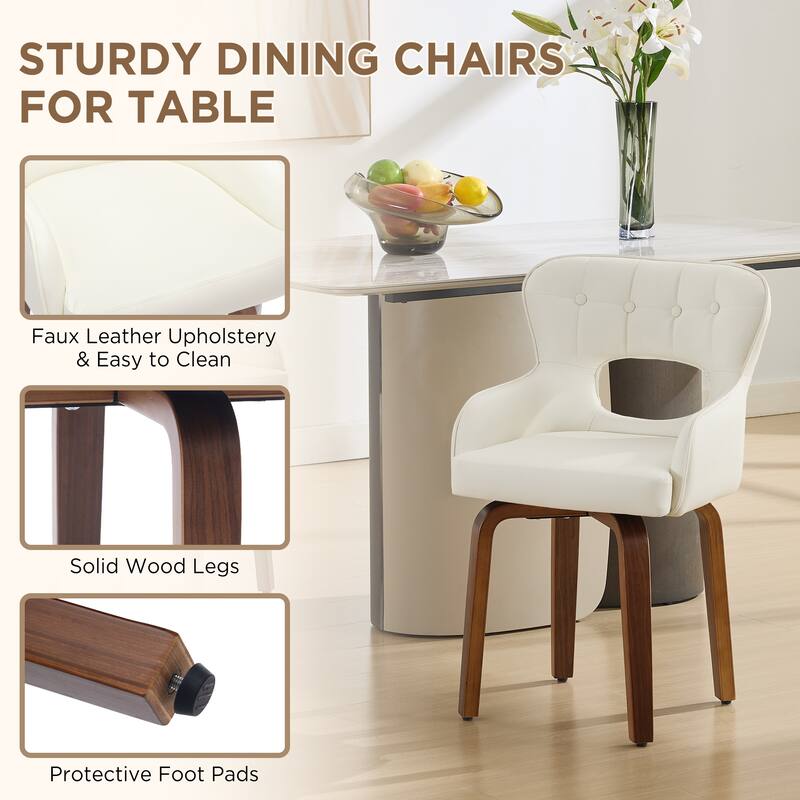 Bentwood Swivel Dining Chairs Set of 2/4/6, Faux Leather Upholstered Chairs Kitchen Chairs