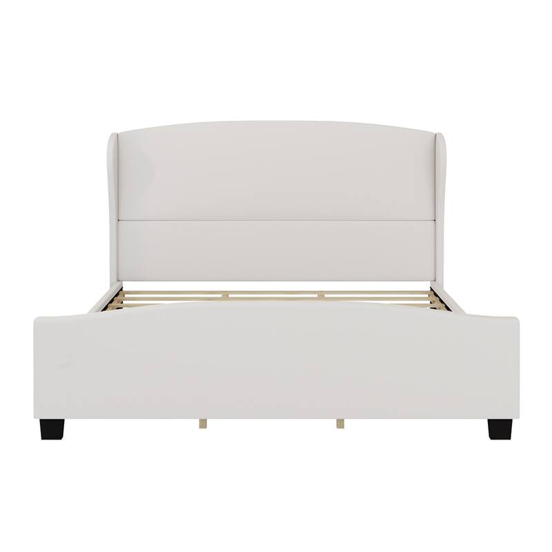King Size 51" High Headboard Wingback Linen Upholstered Bed