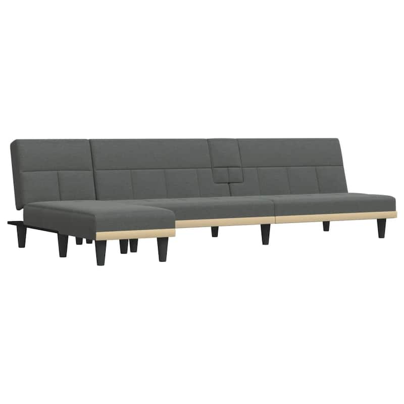 vidaXL L-shaped Sofa Bed Dark Gray 100.4"x55.1"x27.6" Fabric - 100.4" x 55.1" x 27.6"