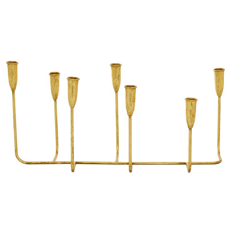 CosmoLiving by Cosmopolitan Gold Metal Slim 7 Candle Candelabra