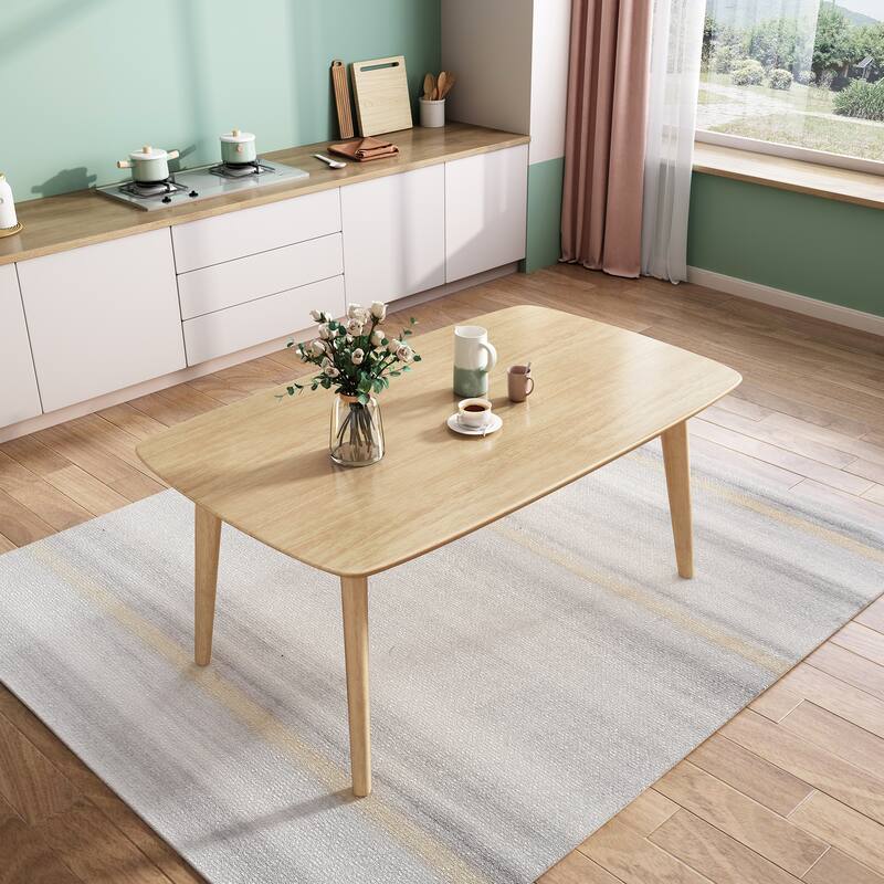 Rectangular Solid Wood Dining Table - Natural - 63-Inch