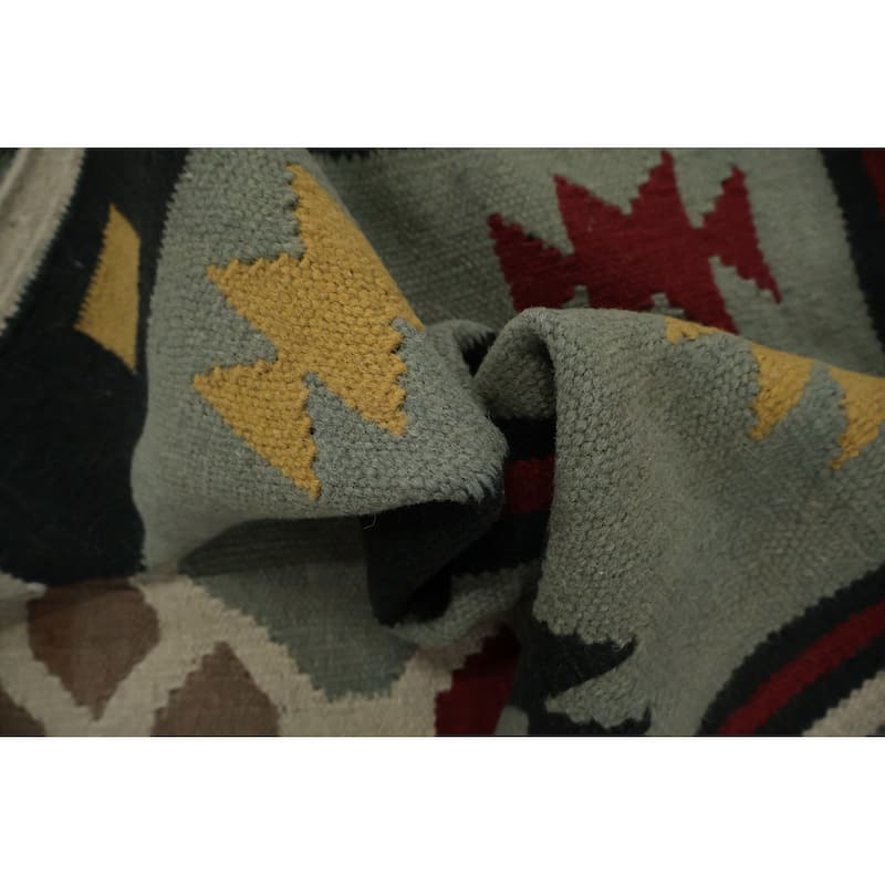 Hand Woven Oriental 100% Wool Carpet Southwestern Tribal Multi-Colored Kilim Area Rug - 8' 1'' X 5' 1''
