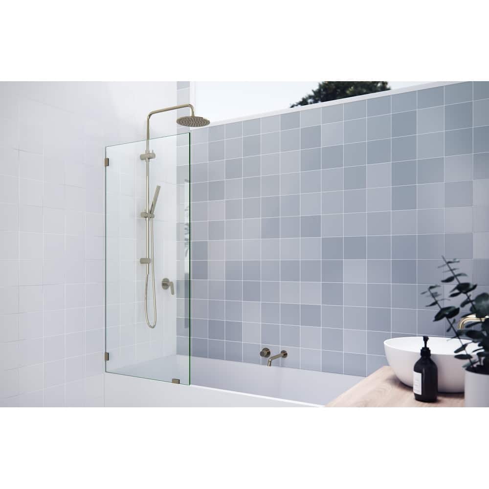 Glass Warehouse 58.25" x 28.5" Frameless Shower Bath Fixed Panel
