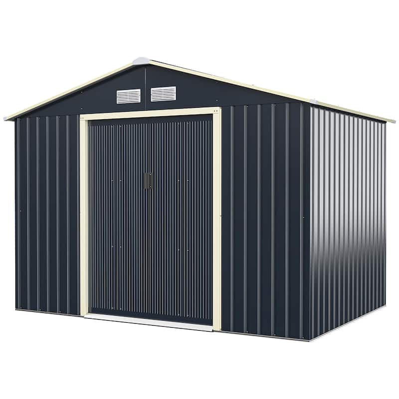 Costway Metal Storage Shed for Garden and Tools w/Sliding Double