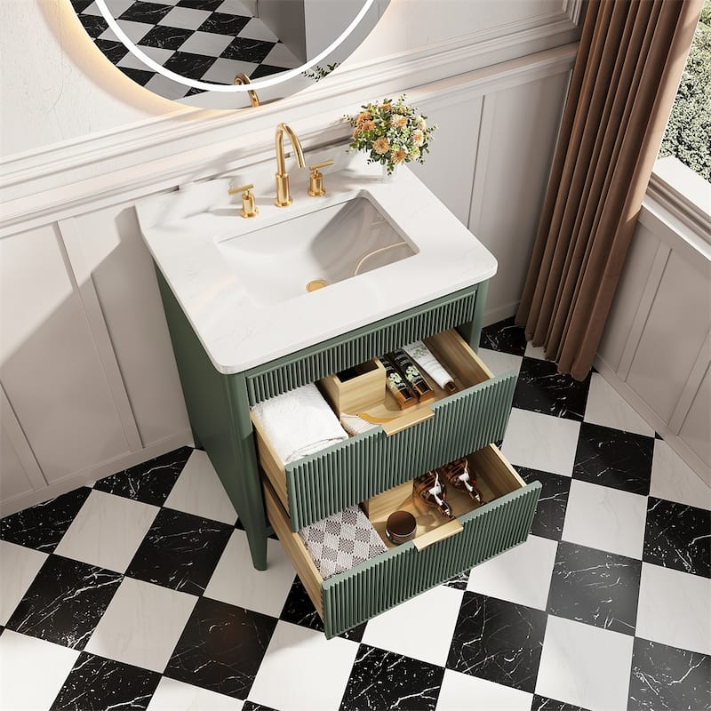 30'' Freestanding Single Sink Bathroom Vanity with Solid Wood