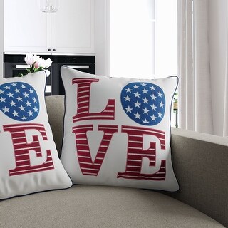 Tamaway Contemporary Patriotic 'Love' Accent Pillows (Set of 2) by Porch & Den