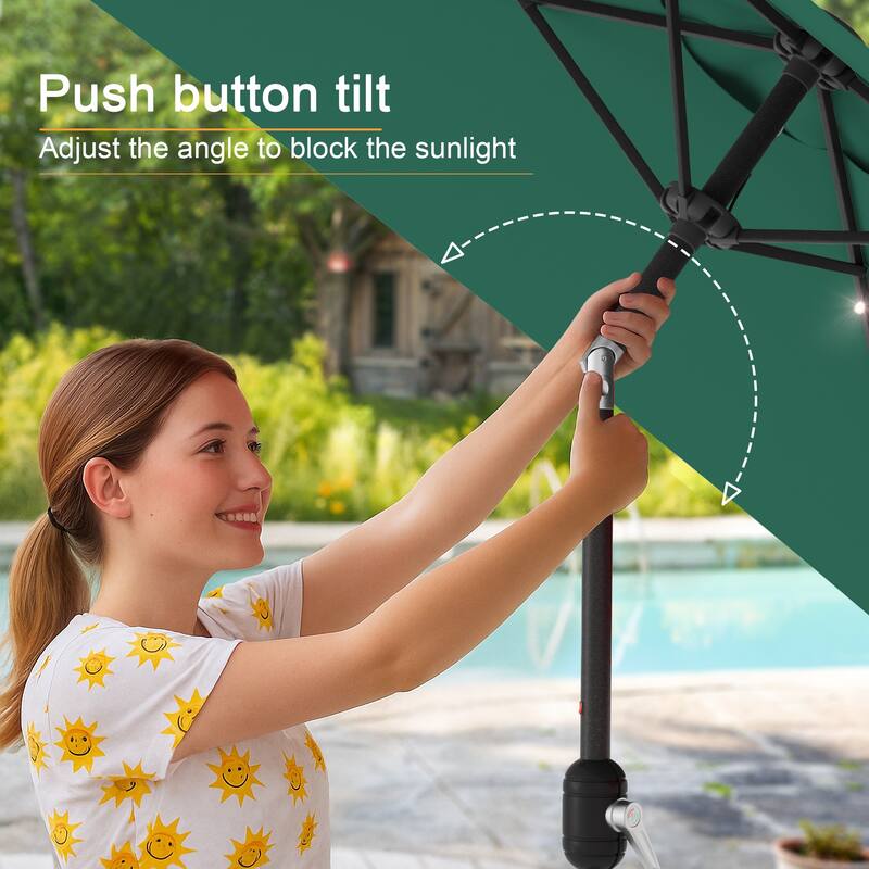 LIVOOSUN 6.5×6.5FT LED Square Patio Umbrella with UPF50+, Tilt Function, and Wind-Resistant Design——Experience Outdoor Comfort