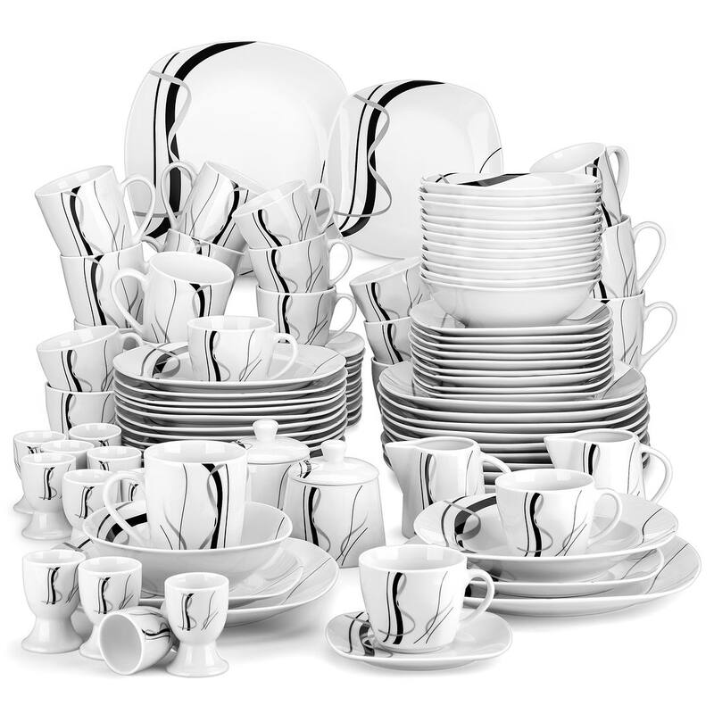 VEWEET 100-Piece White Porcelain Dinnerware Set (Serves for 12)