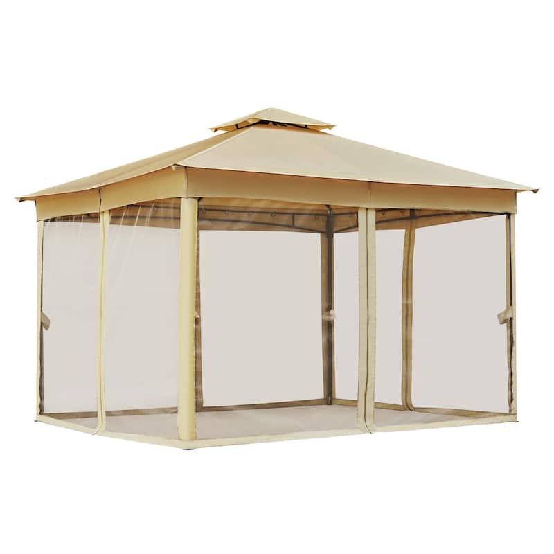 Roomfitters 10x12 FT Outdoor Gazebo with Double Roofs, Patio Canopy and Mosquito Netting for Backyard, Garden, Lawn