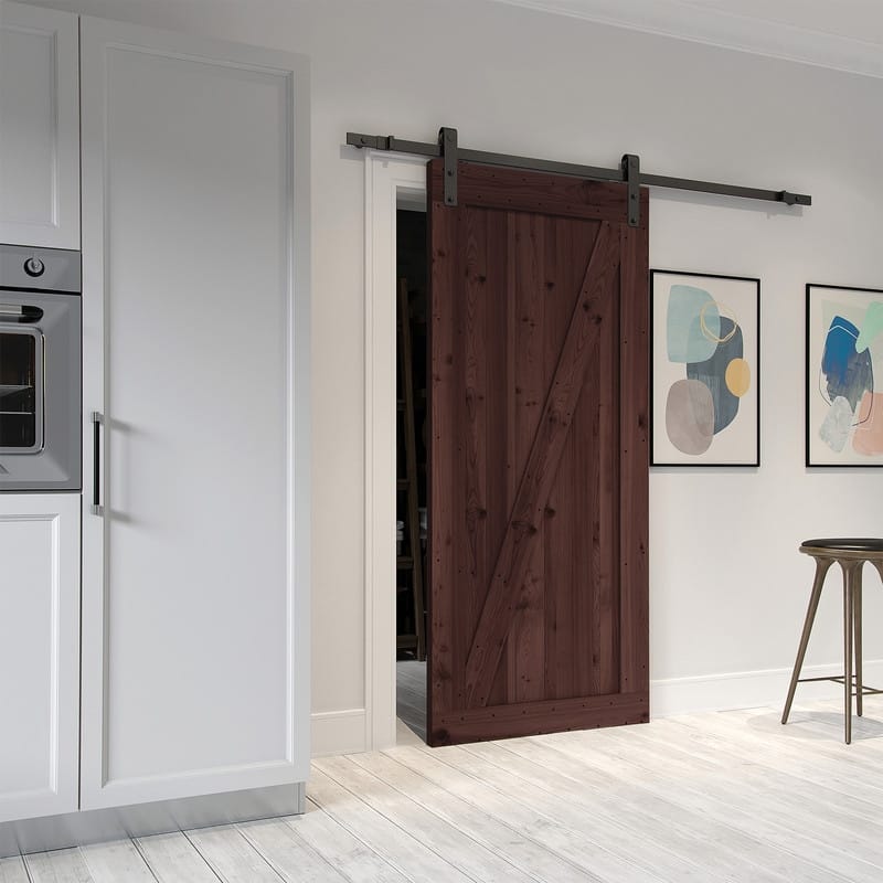 Farm Style Sliding Door, Unfinished with Sliding Door Hardware Kit