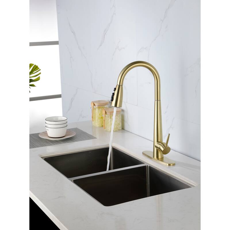 Single Handle Stainless Steel Kitchen Sink Faucet with Pull Down Sprayer