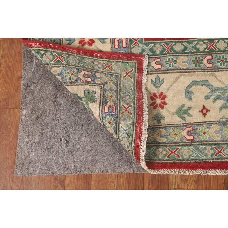 Red Geometric Kazak Oriental Area Rug Handmade Traditional Wool Carpet - 8'4"x 11'7"