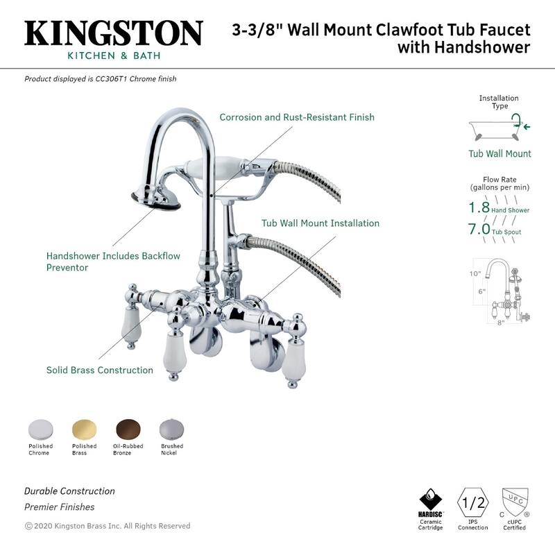 Kingston Brass Vintage Wall Mounted Clawfoot Tub Filler with Personal