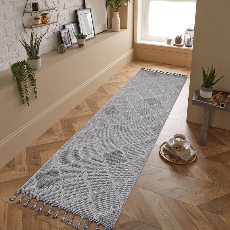 LOOM & LUXE Collection 2X8 Trellis Indoor/Outdoor Area Rug - 96" D x 26" W x 0.28" H