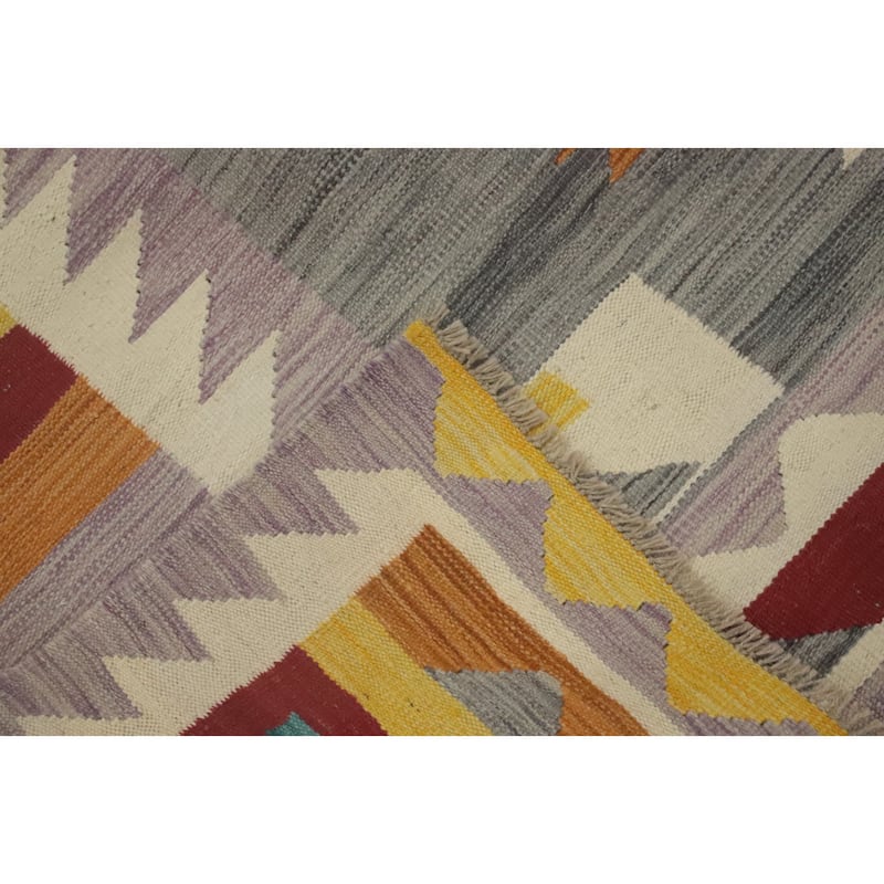Hand Woven Southwestern Wool Grey Geometric Area Rug - 9' 6'' X 8' 0''