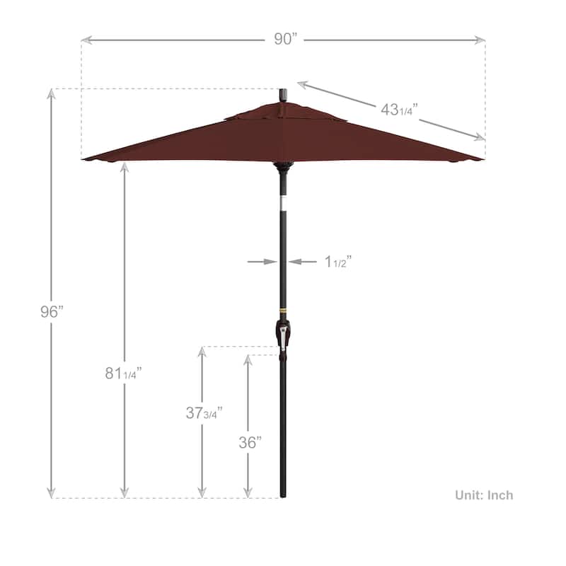 California Umbrella 7.5' Round Crank Lift Push Button Tilt Bronze Aluminum Patio Umbrella with Sunbrella Cilantro Fabric