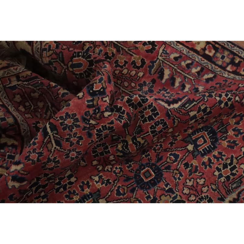 Hand Knotted Oriental 100% Wool Carpet Traditional Floral Pink Sarouk Area Rug - 4' 10'' X 3' 3''