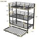 preview thumbnail 13 of 34, Black Twin Size Metal Triple Bunk Bed with Trundle, 2 Ladders & Guardrails, Simple Dormitory Bedroom Heavy Duty Iron Bed Frame