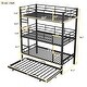 preview thumbnail 5 of 18, Metal Twin Triple Bunk Bed with Trundle & Guardrails, Black