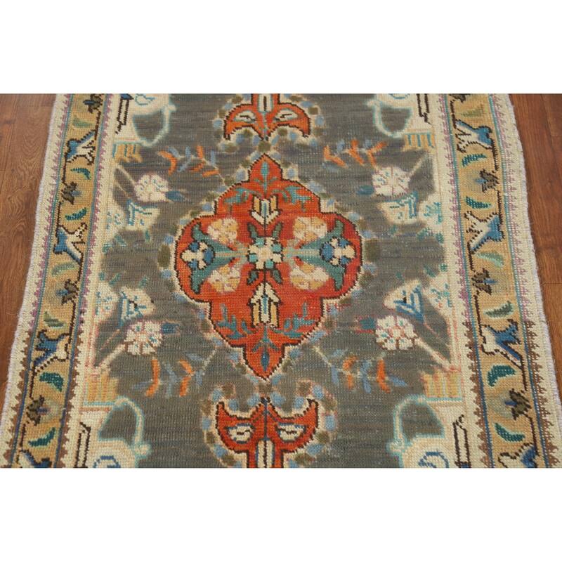 Hand Knotted Oriental 100% Wool Carpet Traditional Medallion Greys & Charcoal Tabriz Area Rug - 4' 3'' X 2' 7''