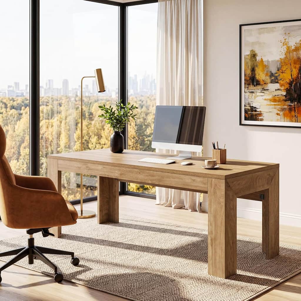 63-Inch Office Desk, Modern Executive Desk with Large Tabletop