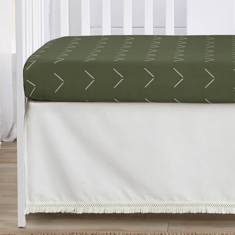 Sweet Jojo Designs Dark Green Boho Arrow Boy Girl 4p Nursery Crib Bedding Set Hunter Ivory Bohemian Gender Neutral Shabby Chic