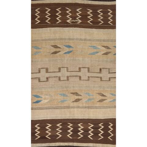 Tribal Kilim Oriental Contemporary Area Rug Flat-woven Wool Carpet - 5'3" x 9'3"