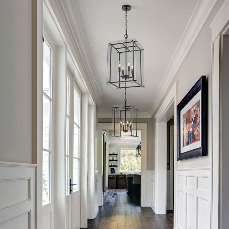 Farmhouse 4-Light Lantern Glass Chandelier