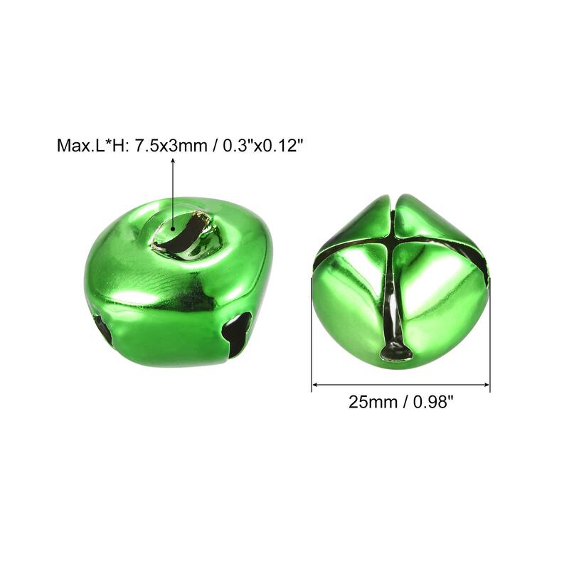 Jingle Bells, 25mm 8pcs Small Bells for Crafts DIY Christmas, Gold Tone - 25mmx25mm - Green
