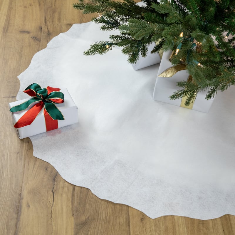 48" White Scalloped Edge Christmas Tree Skirt - 48