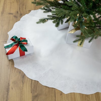 48" White Scalloped Edge Christmas Tree Skirt - 48