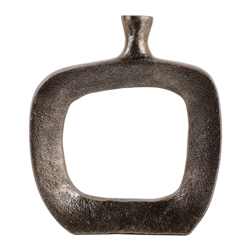 Modern Square Metal Bud Vase with Open Cut Out - Tall Flower Vase