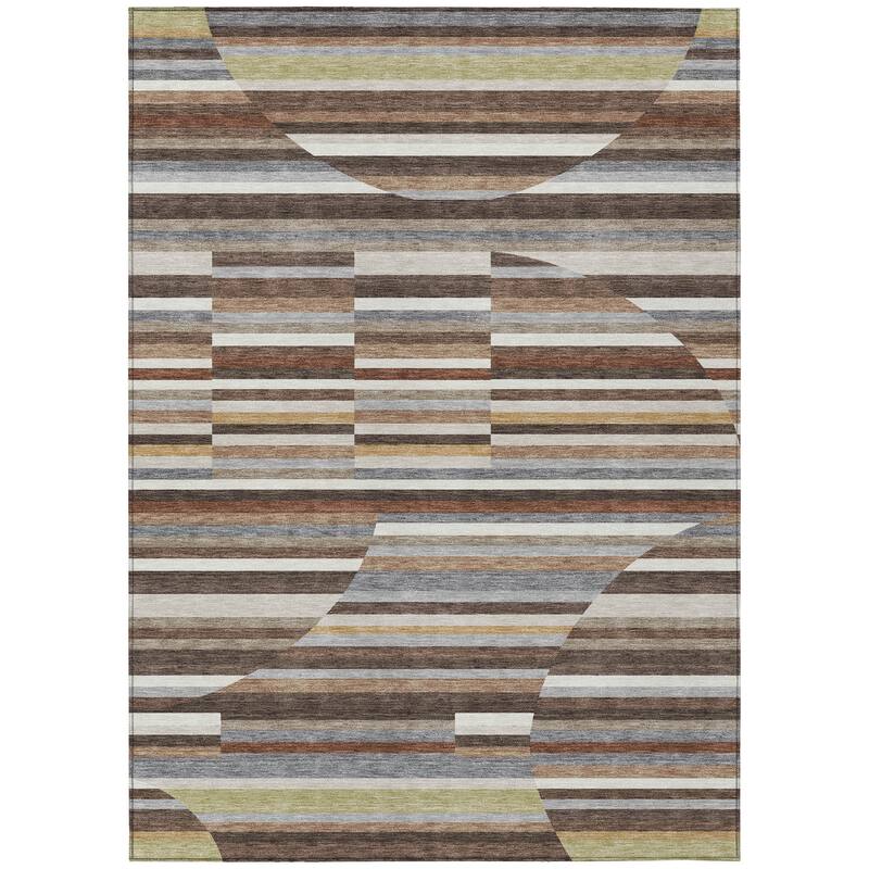 Machine Washable Indoor/ Outdoor Modern Cokedale Chantille Rug