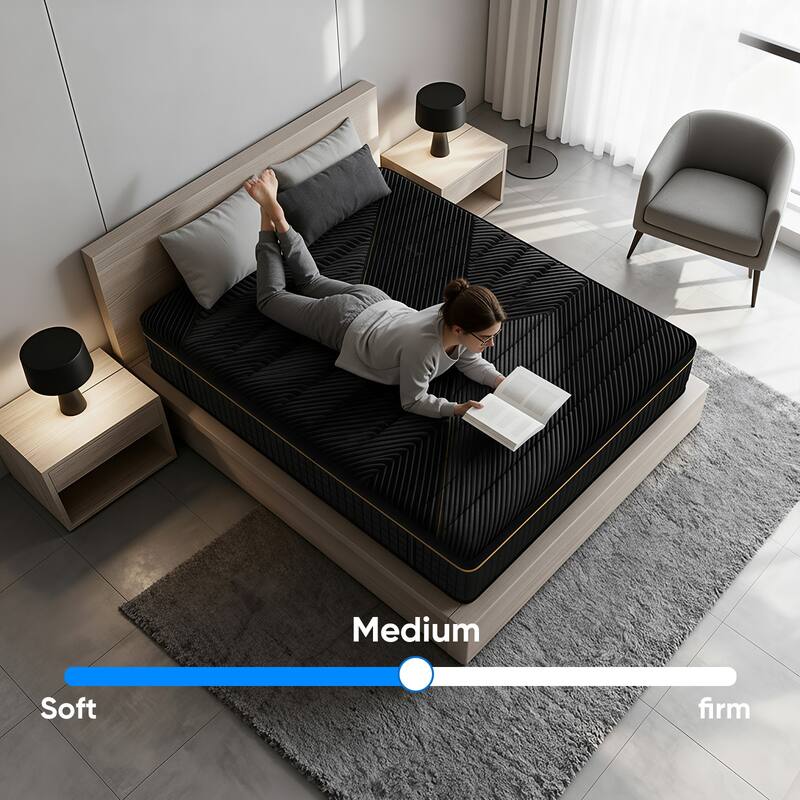 Pocassy 12Inch Mattress Hybrid Mattress Gel Memory Foam & Zone Pocket Coil Support