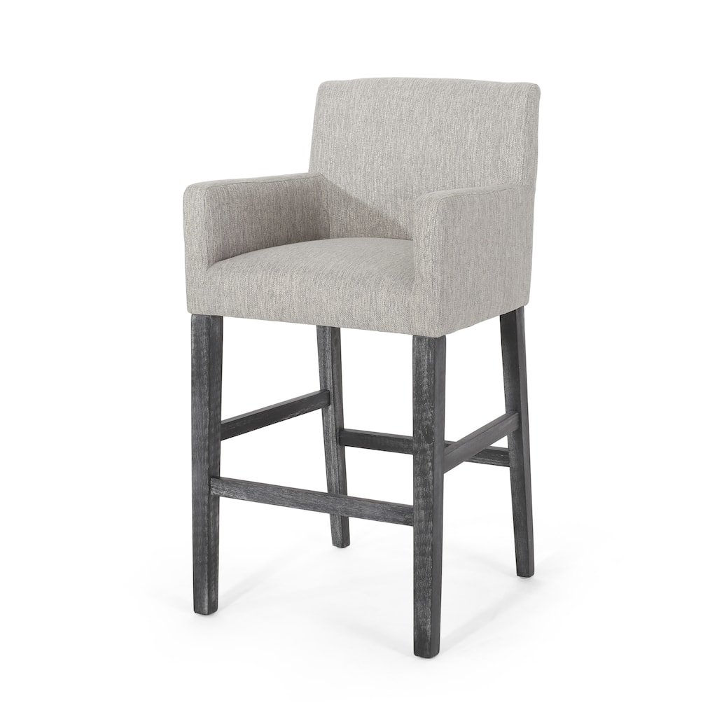 Roomfitters Upholstered 30.5 Inch Counter Stools with Armrests and H-Frame Base, Light Gray