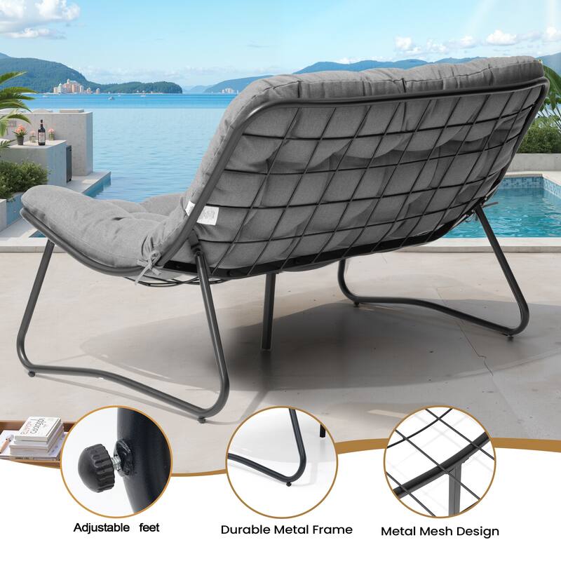VredHom Double Papasan Loveseat Chair with Cushion Indoor Outdoor