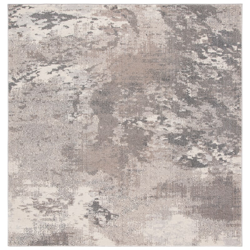 SAFAVIEH Madison Memnuna Modern Abstract Rug - 3' Square - Beige/Grey - Square