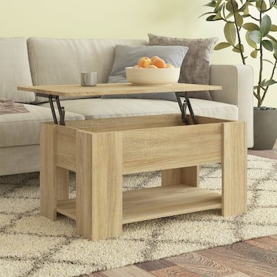 vidaXL Coffee Table Lift Top End Table Accent Side Sofa Table Engineered Wood - 31.1" x 19.3" x 16.1"