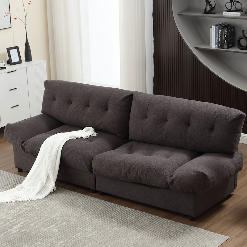 96-In Cloud Style Modular Sofa,Teddy Fabric Sofa Couches for Living Room