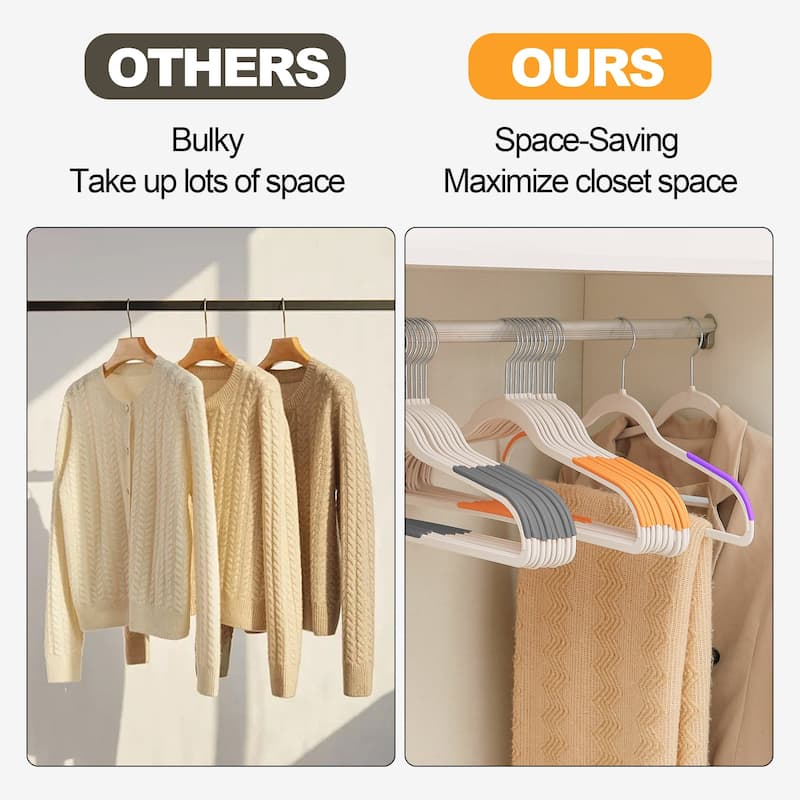 Javlergo 25/50 Pack Heavy Duty Plastic Hangers, 360º Swivel Hook Coat Hangers, Non-Slip, Space-Saving
