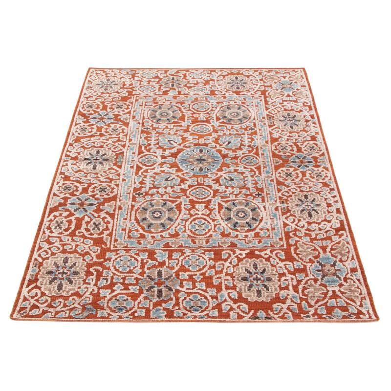 ECARPETGALLERY Hand-knotted Tangier Dark Copper Silk, Wool Rug - 5'3 x 8'0