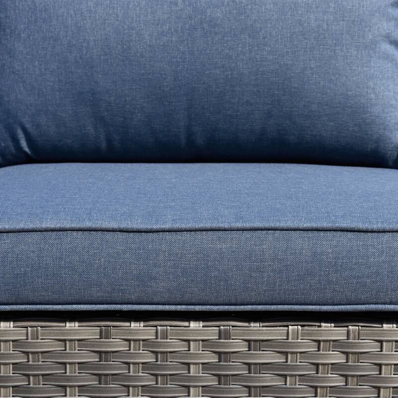 OVIOS 10-Piece Low-profile Swivel Chair Wicker Outdoor Patio Furniture Set