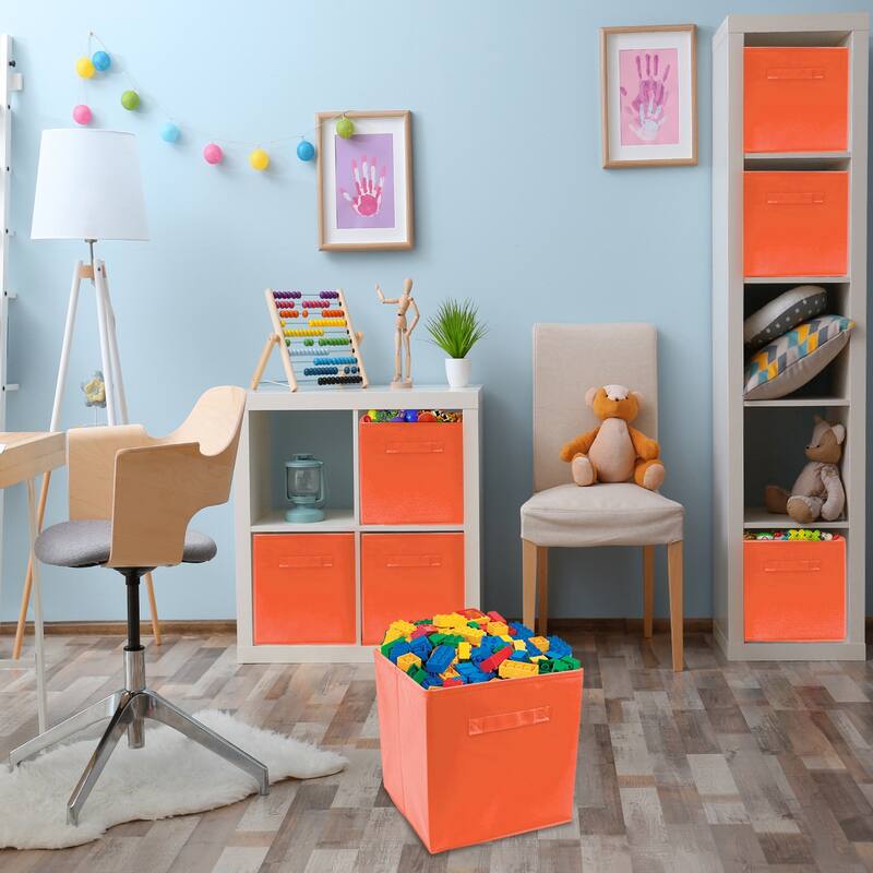 Sorbus Foldable Storage Cube Basket Bin (6 Pack, Orange)