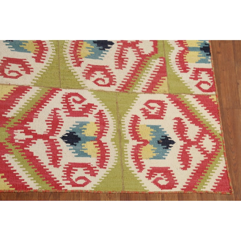 All-Over Kilim Oriental Area Rug Hand-Woven Wool Carpet - 8'2"x 10'10"