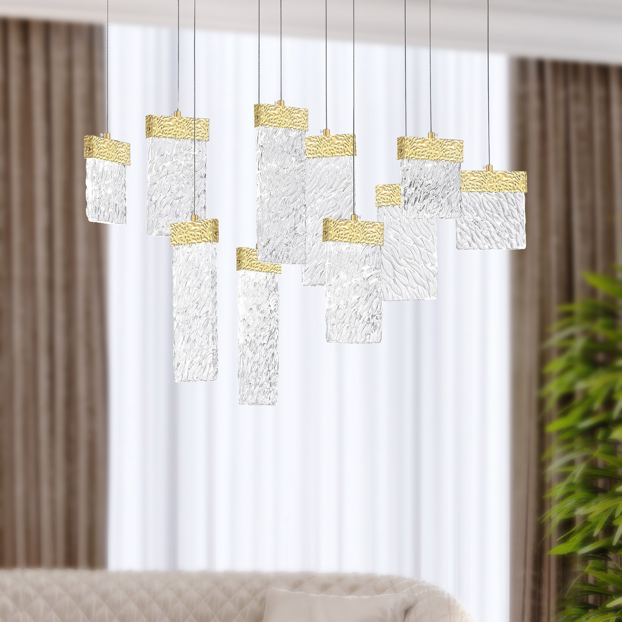 CWI Lighting Carolina Integrated LED 40in Gold Leaf Chandelier - Gold Leaf