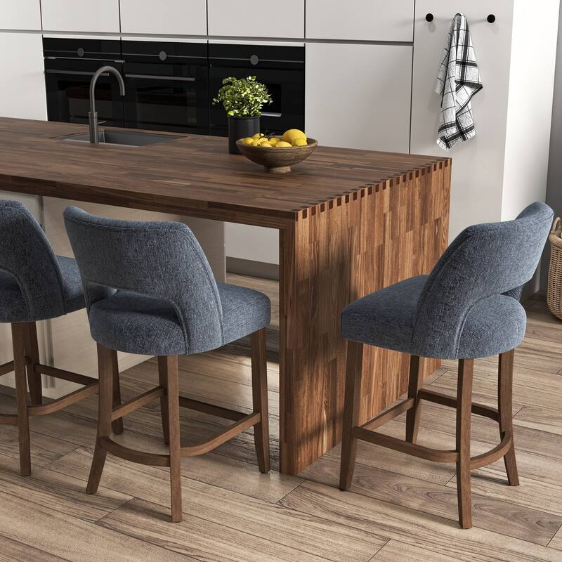 Set of 2/4/6,Upholstered Counter Height Bar Stools,Modern Counter Stools with Wood Legs for Kitchen Island Dining Room Bar