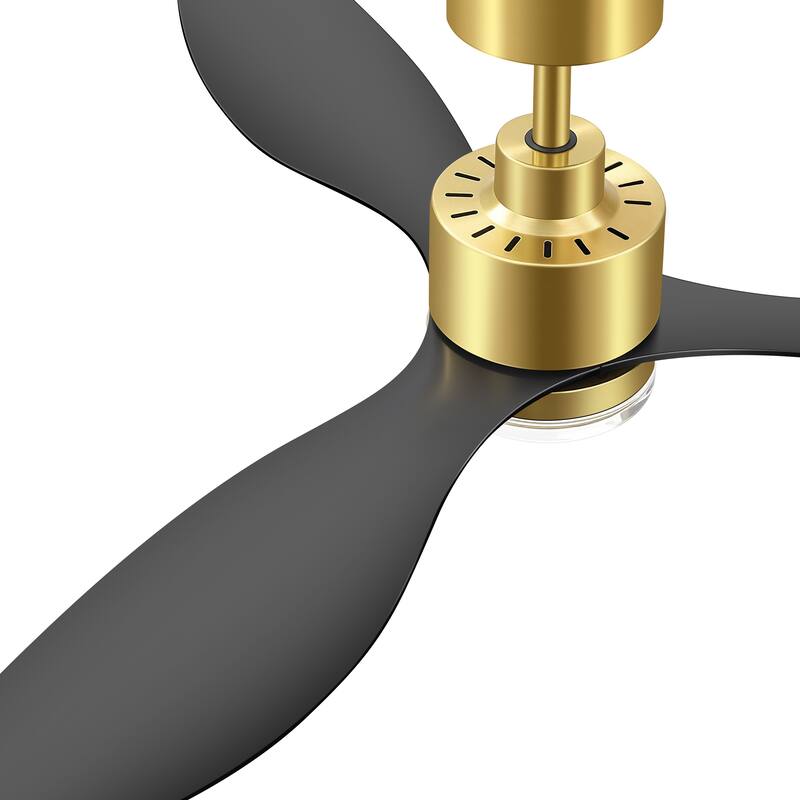 52" Black/Gold LED Ceiling Fan with Light and Remote(3-Blade)