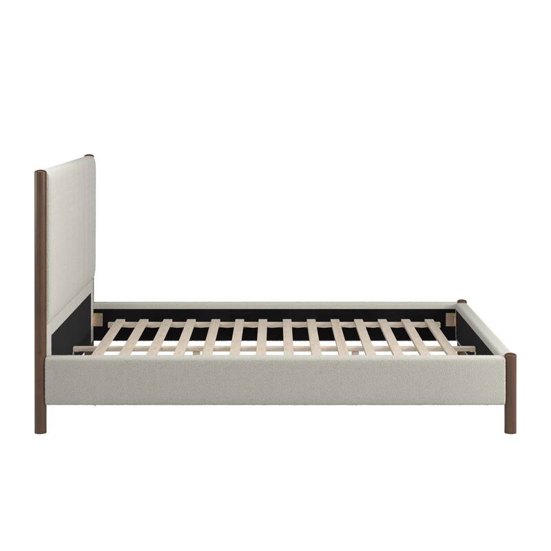 Eldra Cream Boucle Upholstered Platform Bed by iNSPIRE Q Modern